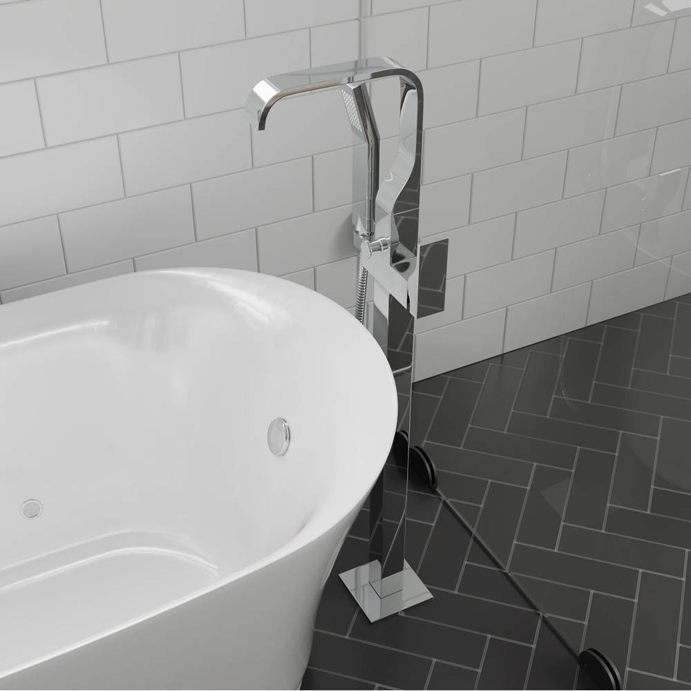 Alfi Trade Polished Chrome Single Lever Floor Mounted Tub Filler Mixer w Hand Held Shower Head