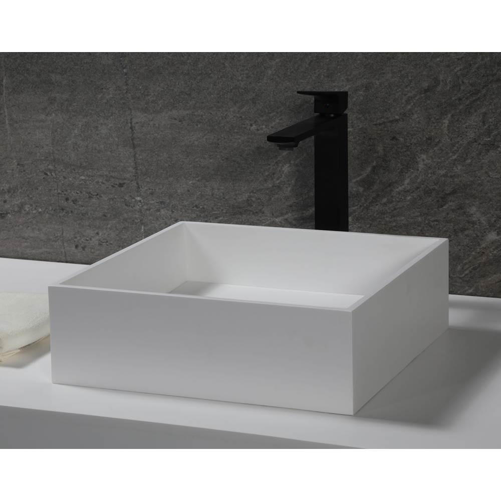Alfi Trade 14'' Square White Matte Solid Surface Resin Sink