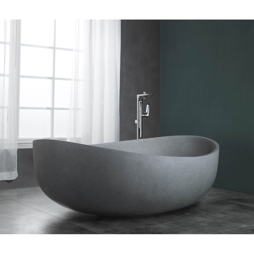 Alfi Trade 63'' Solid Concrete Gray Matte Oval Bathtub