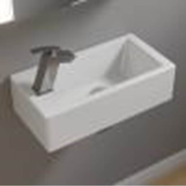 Alfi Trade ALFI brand ABC116 White 20'' Small Rectangular Wall Mounted Ceramic Sink with Faucet Hole