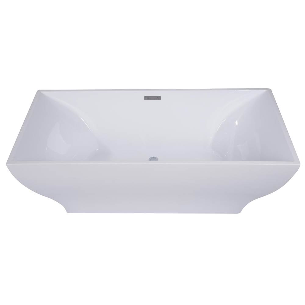 Alfi Trade 67 inch White Rectangular Acrylic Free Standing Soaking Bathtub