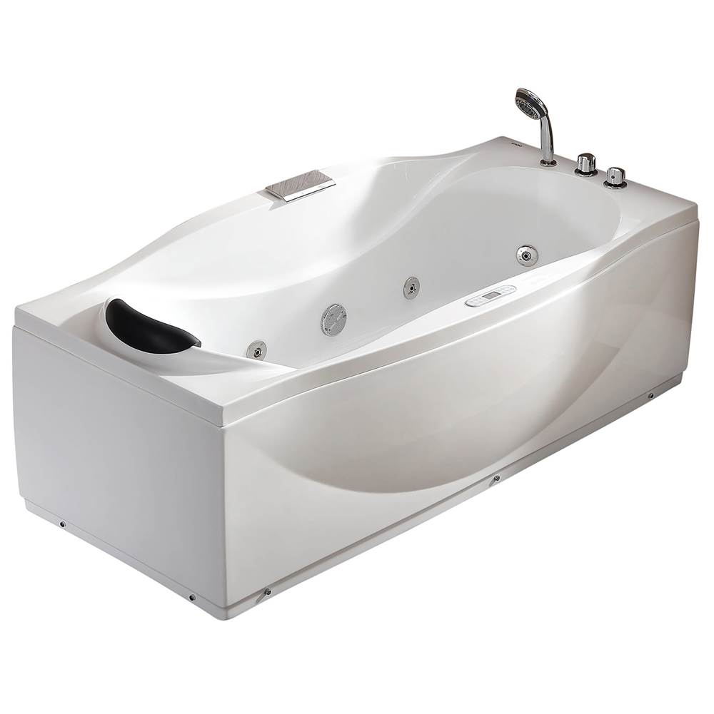 Alfi Trade EAGO 1 6 ft Left Drain Acrylic White Whirlpool Bathtub w Fixtures