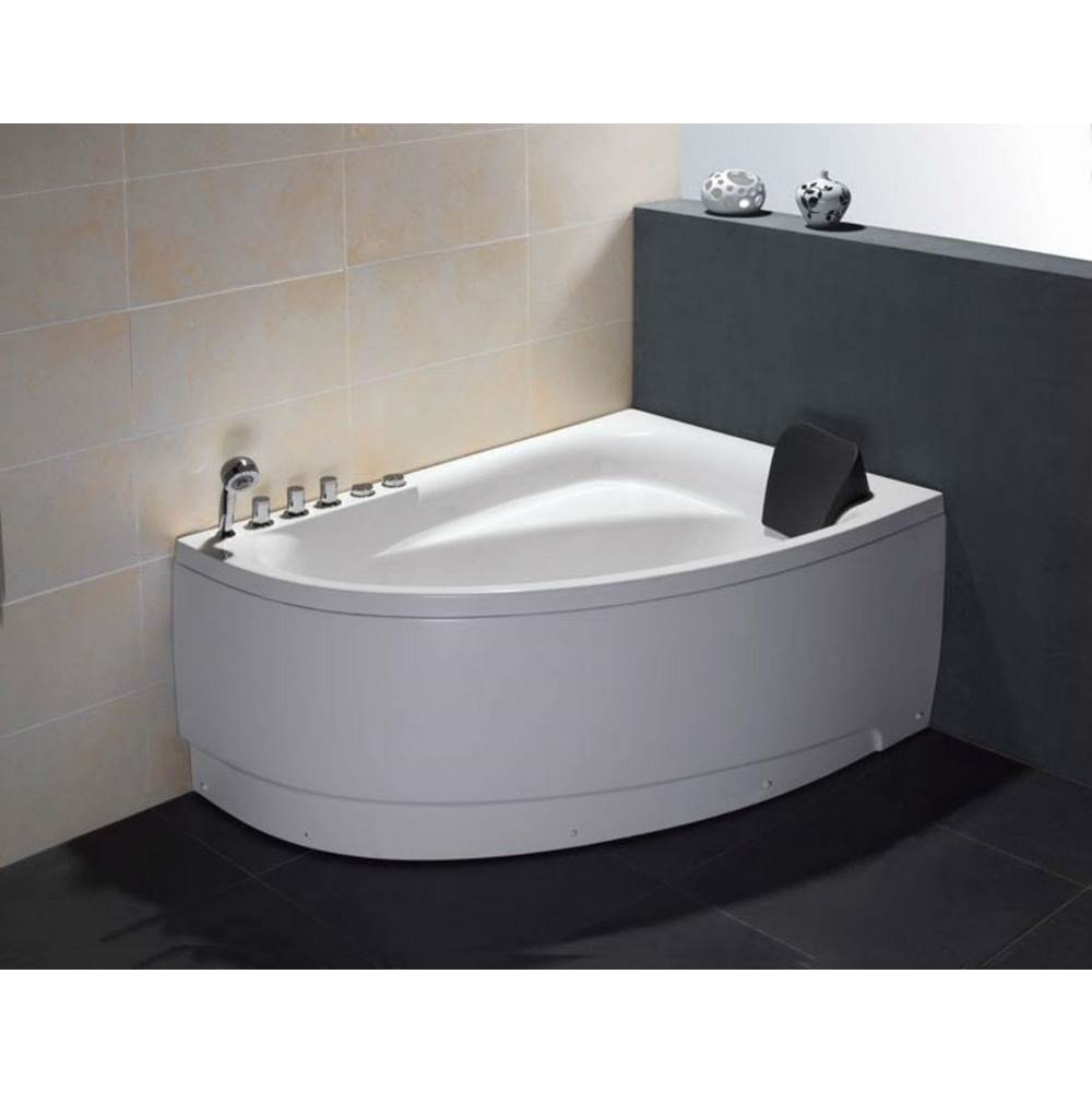 Alfi Trade EAGO AM161-L  5'' Single Person Corner White Acrylic Whirlpool Bath Tub - Drain on Left