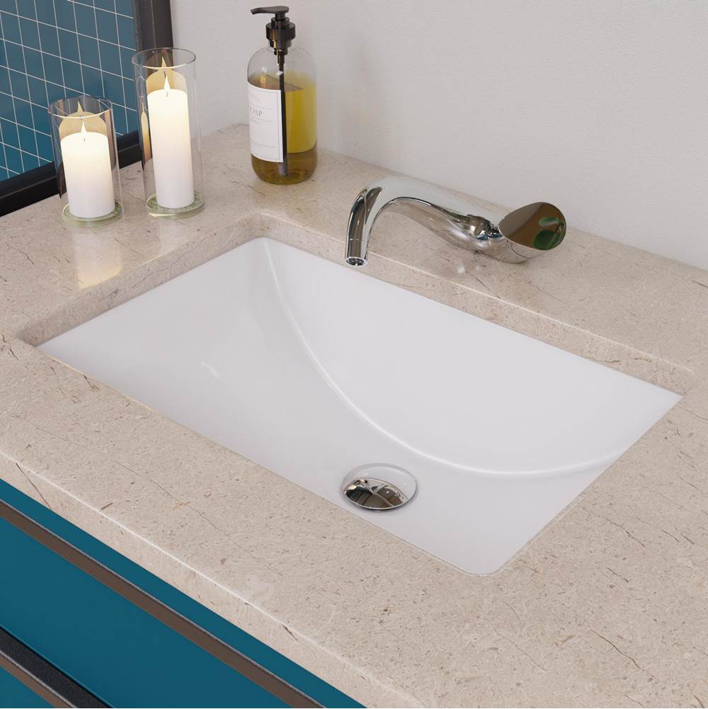 Alfi Trade EAGO BC227 White Ceramic 22''x15'' Undermount Rectangular Bathroom Sink