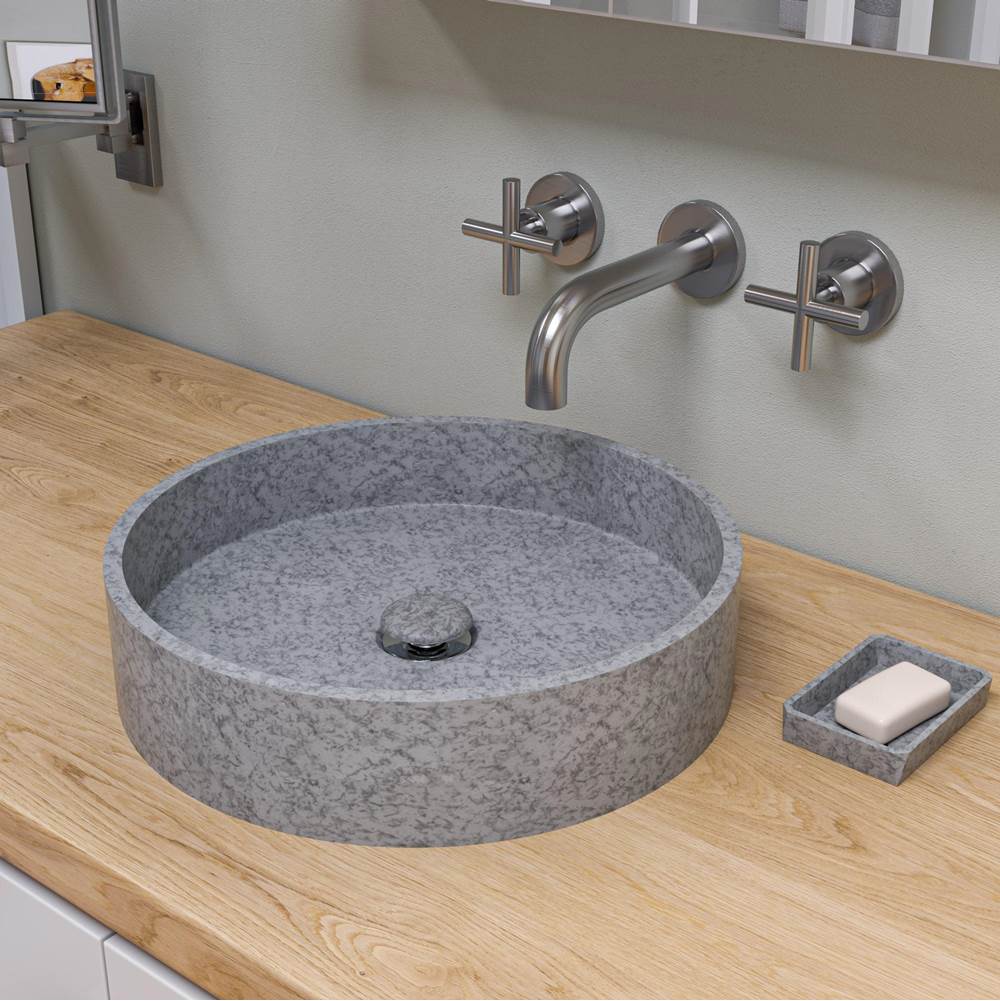 Alfi Trade 17'' Round Solid Concrete Gray Matte Above Mount Bathroom Sink