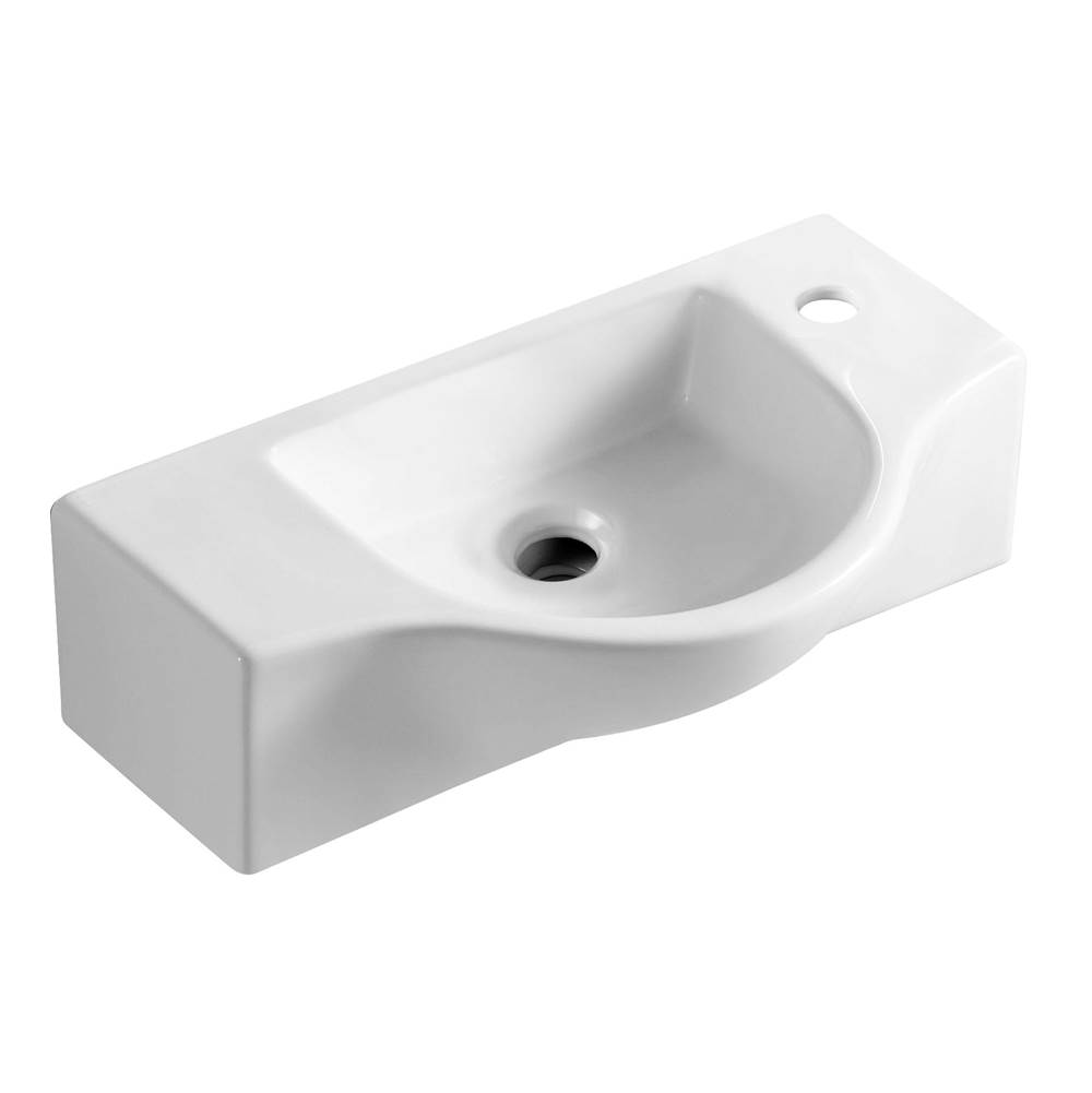 Alfi Trade White 18'' Small Wall Mounted Ceramic Sink with Faucet Hole