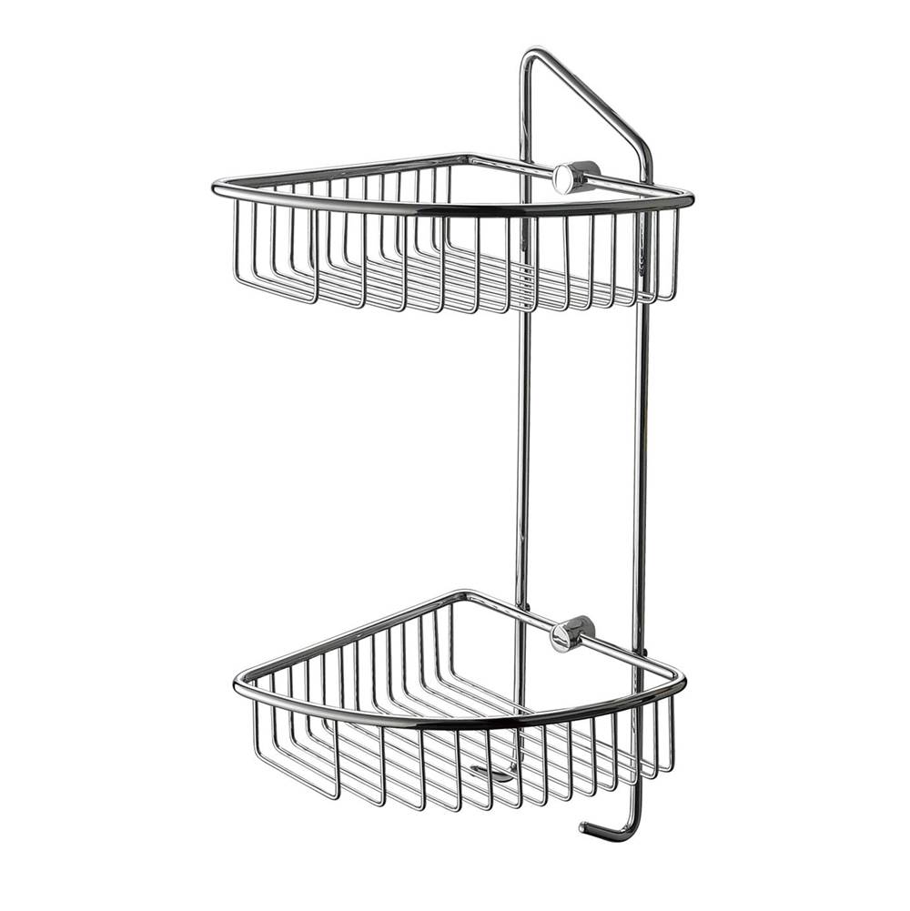 Alfi Trade Polished Chrome Corner Mounted Double Basket Shower Shelf Bathroom Accessory