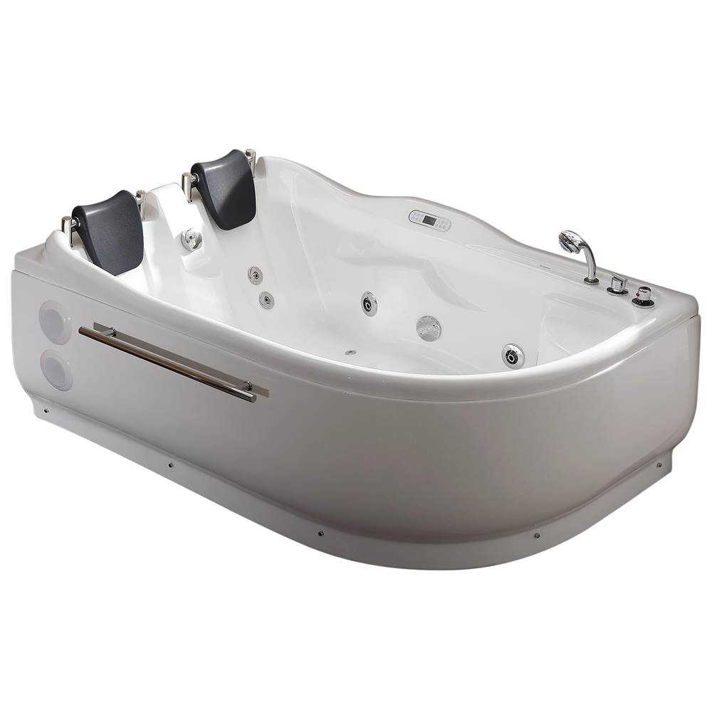 Alfi Trade EAGO 1 6 ft Left Drain Corner Acrylic White Whirlpool Bathtub for Two