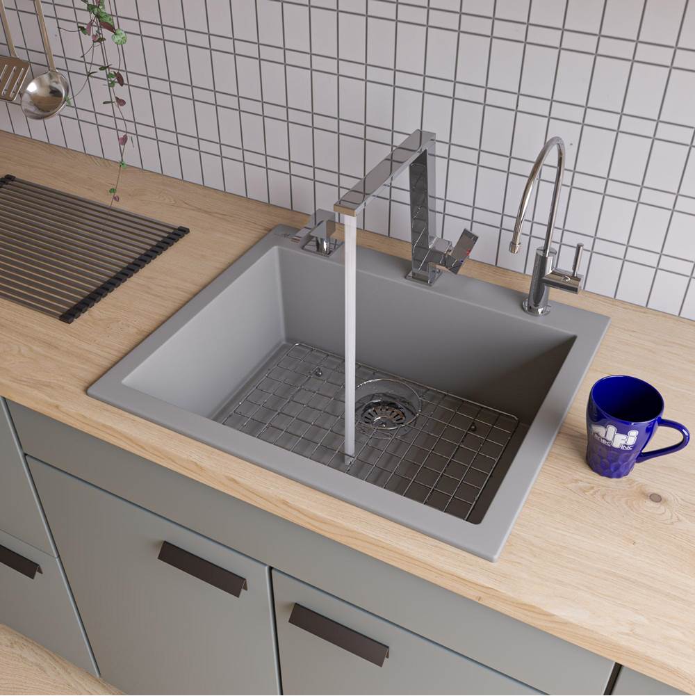 Alfi Trade Titanium 24'' Drop-In Single Bowl Granite Composite Kitchen Sink