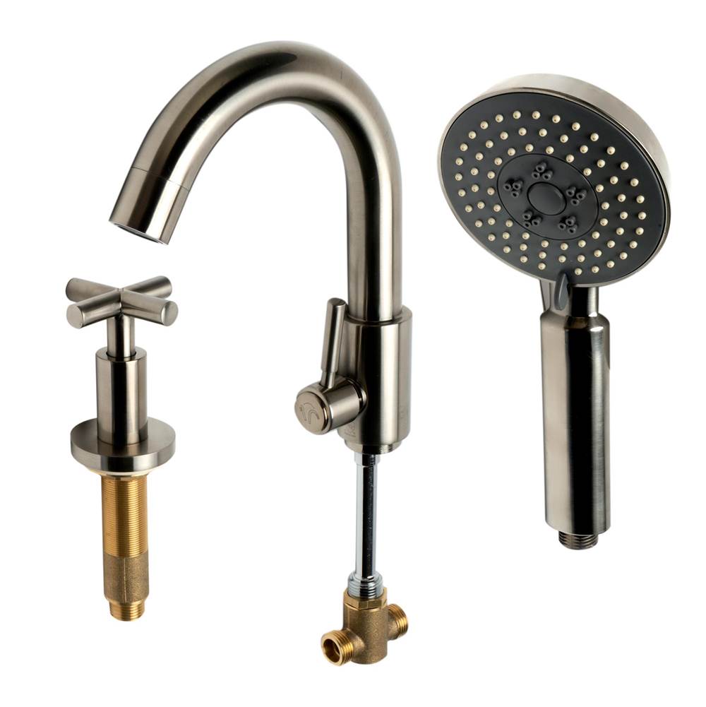 Alfi Trade Brushed Nickel Deck Mounted Tub Filler with Hand Held Showerhead