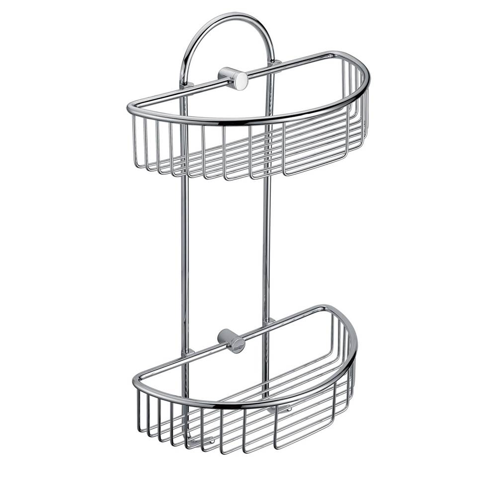 Alfi Trade Polished Chrome Wall Mounted Double Basket Shower Shelf Bathroom Accessory