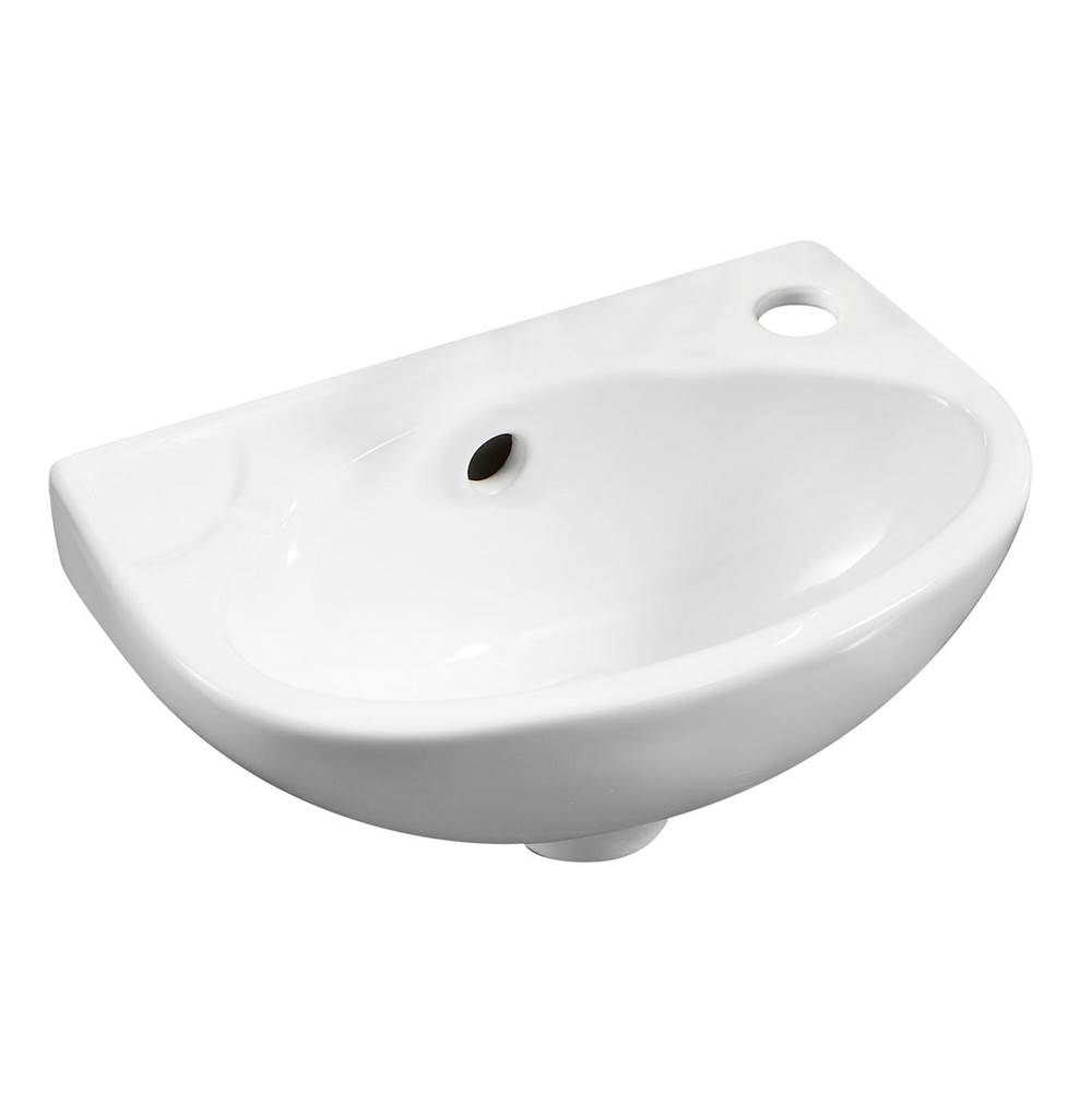 Alfi Trade White 14'' Small Wall Mounted Ceramic Sink with Faucet Hole