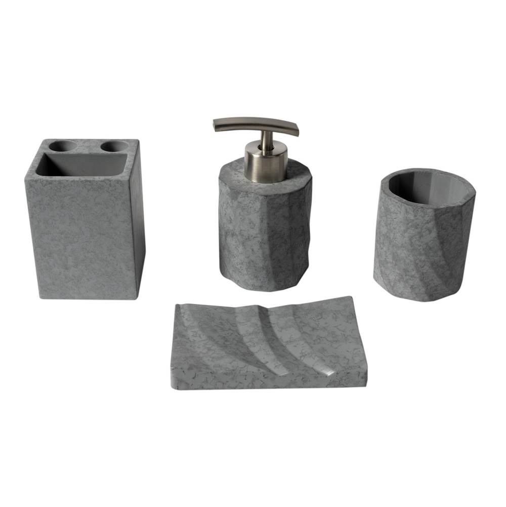 Alfi Trade 4 Piece Solid Concrete Gray Matte Bathroom Accessory Set