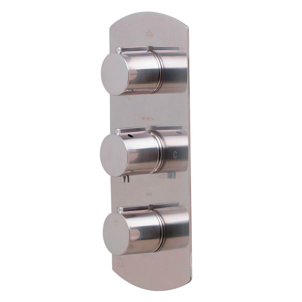 Alfi Trade Brushed Nickel Concealed 3-Way Thermostatic Valve Shower Mixer Round Knobs