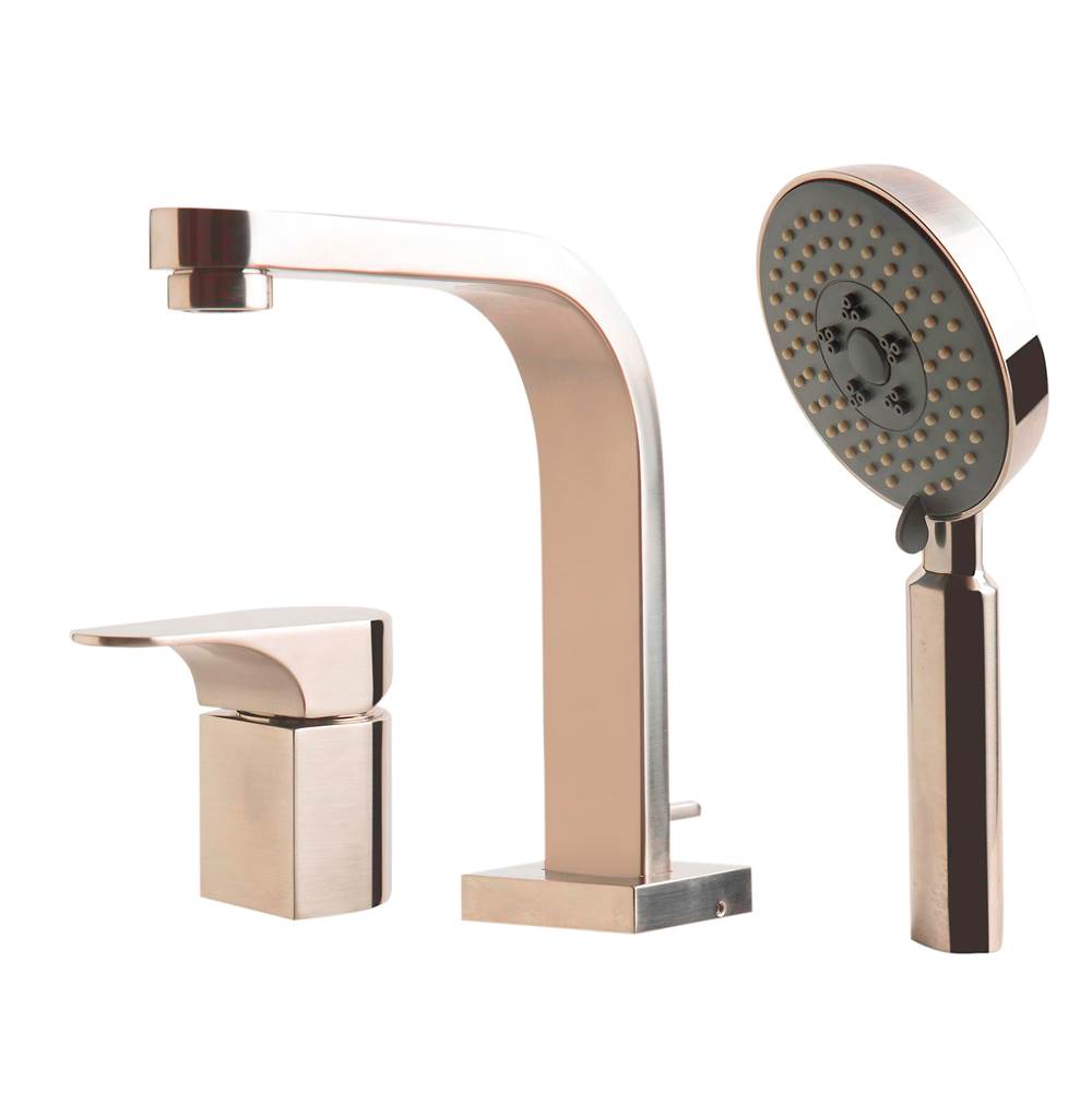 Alfi Trade Brushed Nickel Deck Mounted Tub Filler and Round Hand Held Shower Head