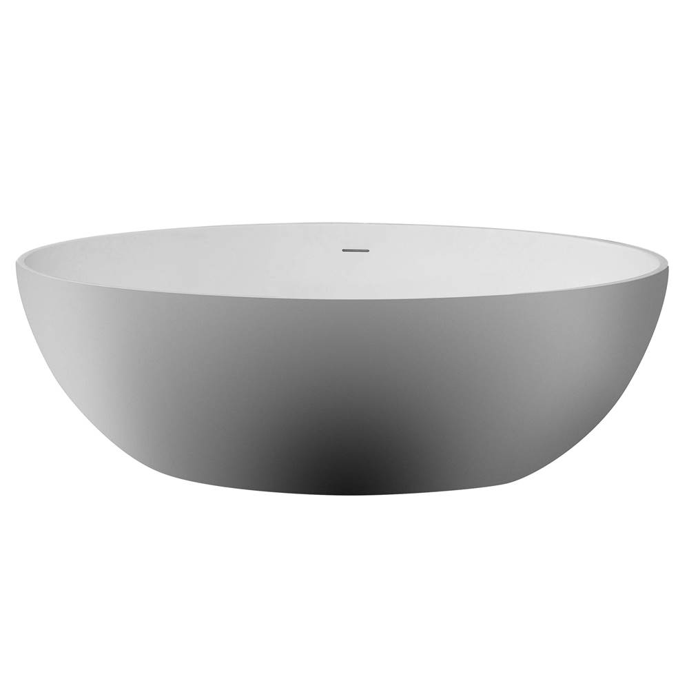 Alfi Trade 67'' White Oval Solid Surface Smooth Resin Soaking Bathtub