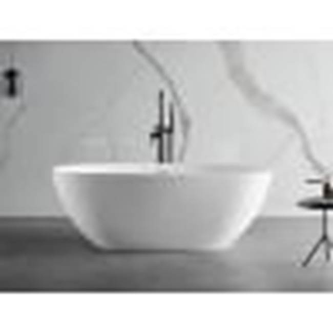 Alfi Trade 59'' White Oval Solid Surface Resin Soaking Bathtub