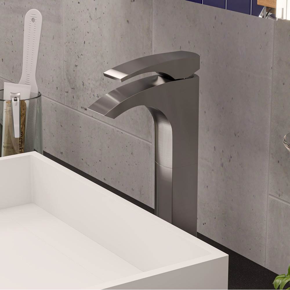 Alfi Trade Tall Brushed Nickel Single Lever Bathroom Faucet