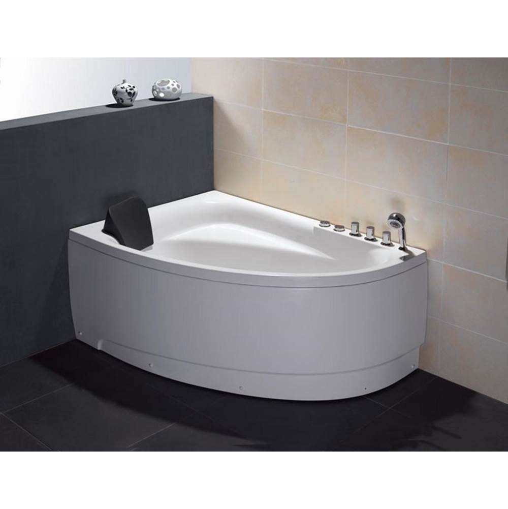 Alfi Trade EAGO AM161-R  5'' Single Person Corner White Acrylic Whirlpool Bath Tub - Drain on Right