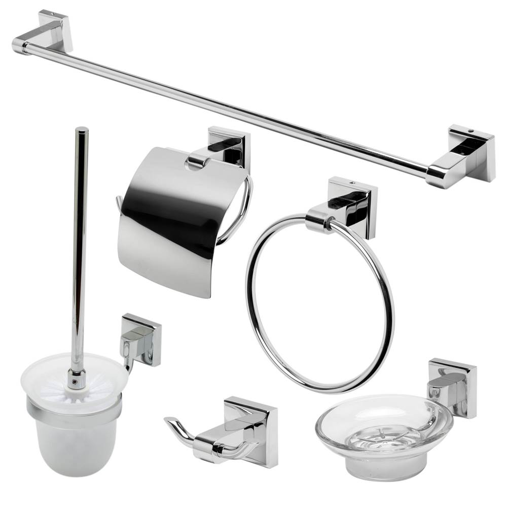 Alfi Trade Polished Chrome 6 Piece Matching Bathroom Accessory Set