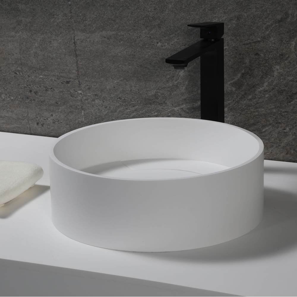 Alfi Trade 15'' Round White Matte Solid Surface Resin Sink