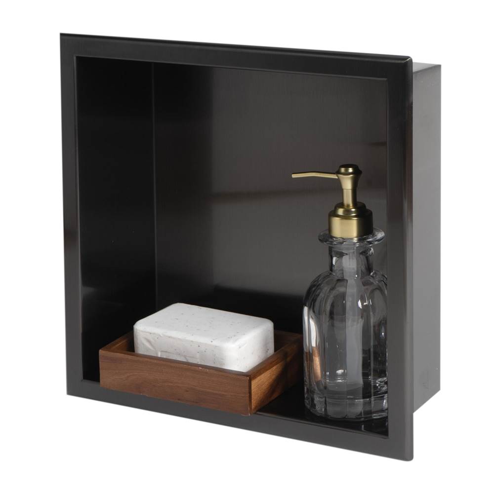 Alfi Trade 12'' x 12'' Brushed Black PVD Stainless Steel Square Single Shelf Shower Niche
