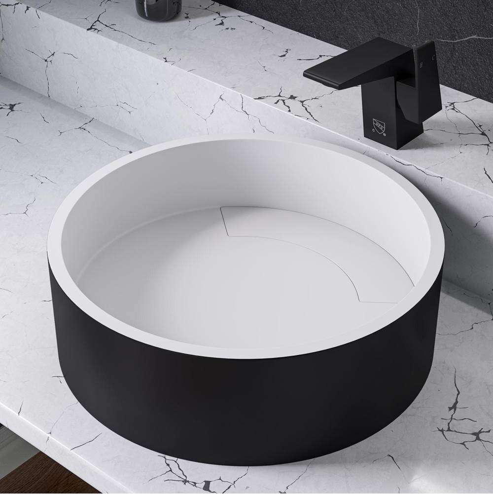 Alfi Trade Black Matte 15'' Round Solid Surface Resin Sink