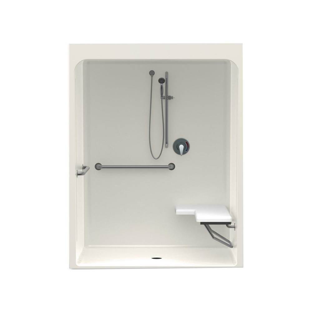 Aquatic 6036BFSC 60 x 36 Acrylic Alcove Center Drain One-Piece Shower in Biscuit