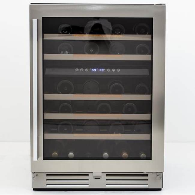 Avanti 24'' 46 Bottle Dual Zone Wine Cooler Built-In or Free Standing InstallationSeamless Stainless Steel Door and Frame Wood and Stainles Steel…