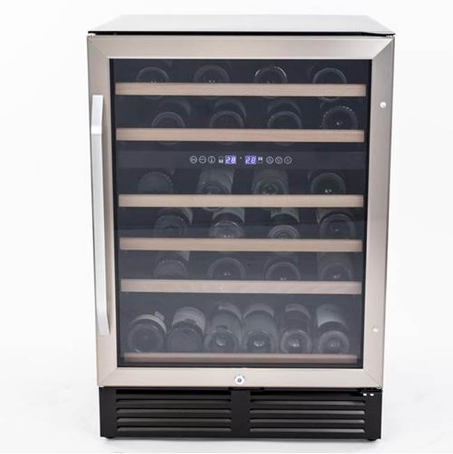 Avanti 24'' Wine Cooler Built-In or Free-Standing Dual Zone- 49 bottle capacity Security LockInterior Soft Touch Dual Function Electronic Display