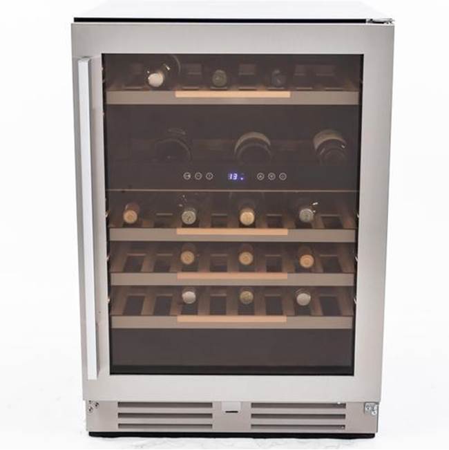 Avanti 24'' 47 Bottle Single Zone Wine Cooler Built-In or Free Standing InstallationSeamless Stainless Steel Door and Frame Wood…