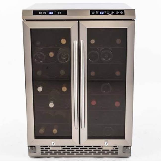 Avanti Dual Zone38 Bottle French Door Style Wine Cooler Glass Door with Stainless Frame and Handle