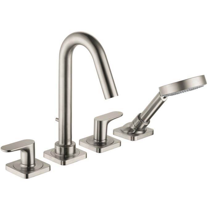 Axor Citterio M 4-Hole Roman Tub Set Trim with 1.75 GPM Handshower in Brushed Nickel