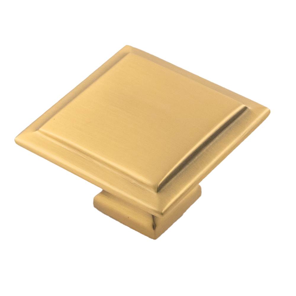 Belwith Keeler Studio II Collection Knob 1-1/2 Inch Square Brushed Golden Brass Finish