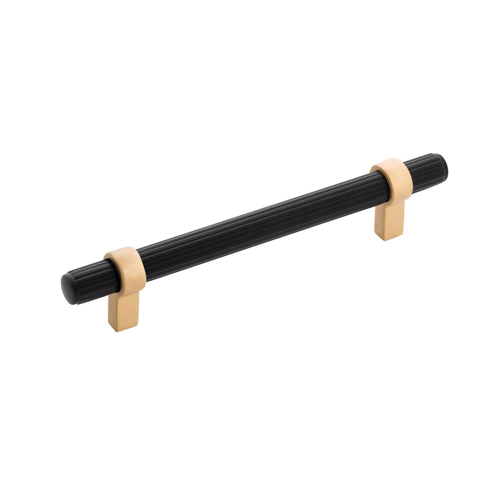 Belwith Keeler Sinclaire Collection Pull 5-1/16 Inch (128mm) Center to Center Matte Black and Brushed Golden Brass Finish