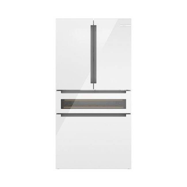 Bosch 800 Series 36''  French Door Bottom Mount Refrigerator, Refreshment Center, Glass over White