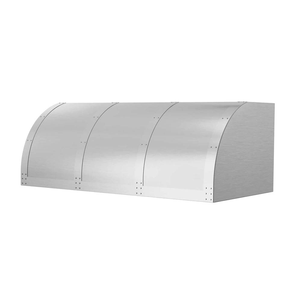 BlueStar 48'' Bonanza Wall Hood With Brushed Stainless Strapping And Rivets.