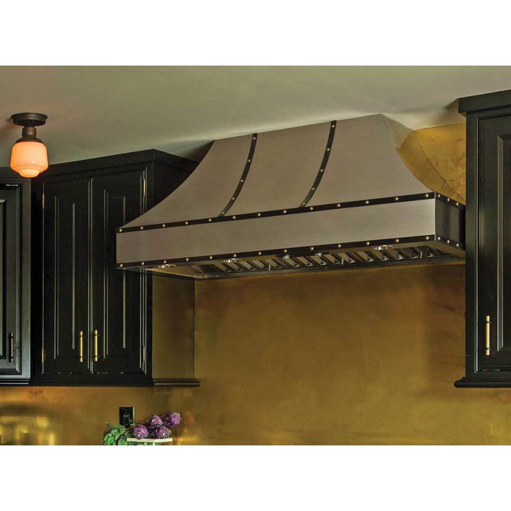 BlueStar 54'' Wrangler Wall Hood With Designer Metal Strapping And Rivets.