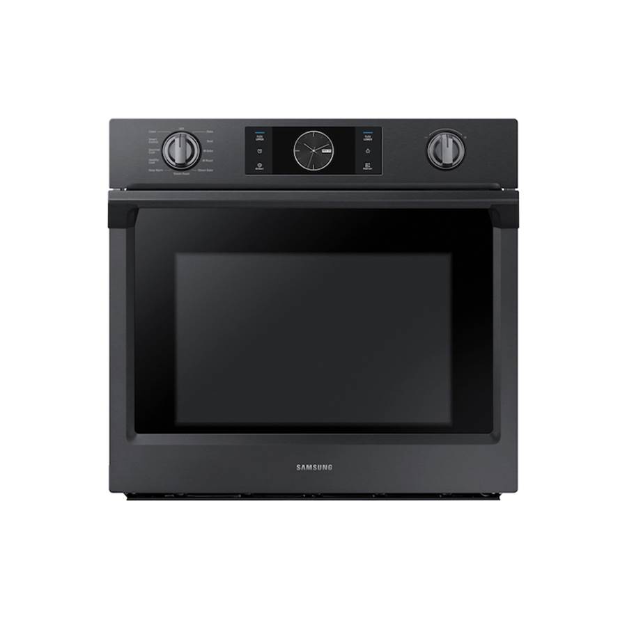 Samsung Double Oven, Steam Cooking, Dual Fan True Convection, Spotlight Lighting System, Backlit Touch Controls, Glide Rack (Upper), Wi-Fi, 5.1 cu-ft, 30''