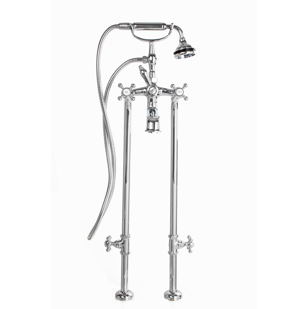 Cheviot Products 5100 SERIES Free-Standing Tub Filler with Stop Valves - Cross Handles - Metal Accents