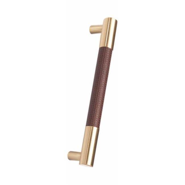 Colonial Bronze Leather Accented Round Appliance Pull, Door Pull, Shower Door Pull, Towel Bar With Straight Posts, Oil Rubbed Bronze x Woven Bitter Chocolate Leather