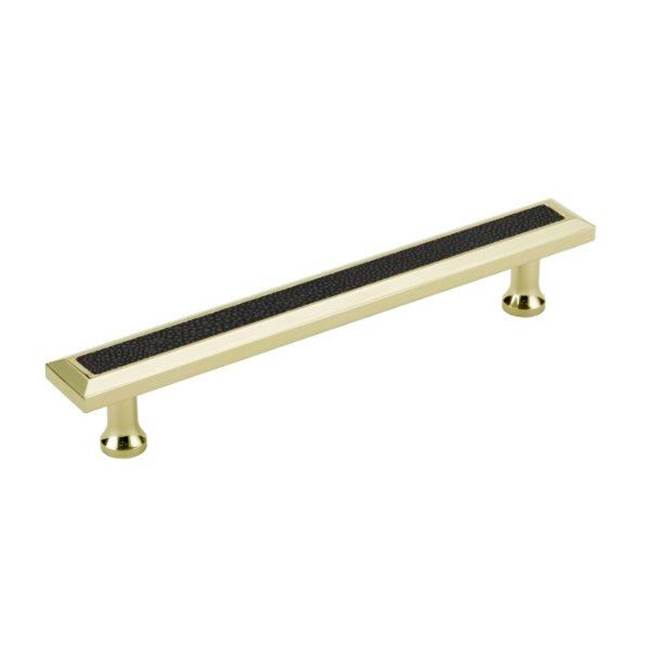 Colonial Bronze Leather Accented Rectangular, Beveled Cabinet Pull With Flared Posts, Frost Chrome x Royal Hide Dead White Leather