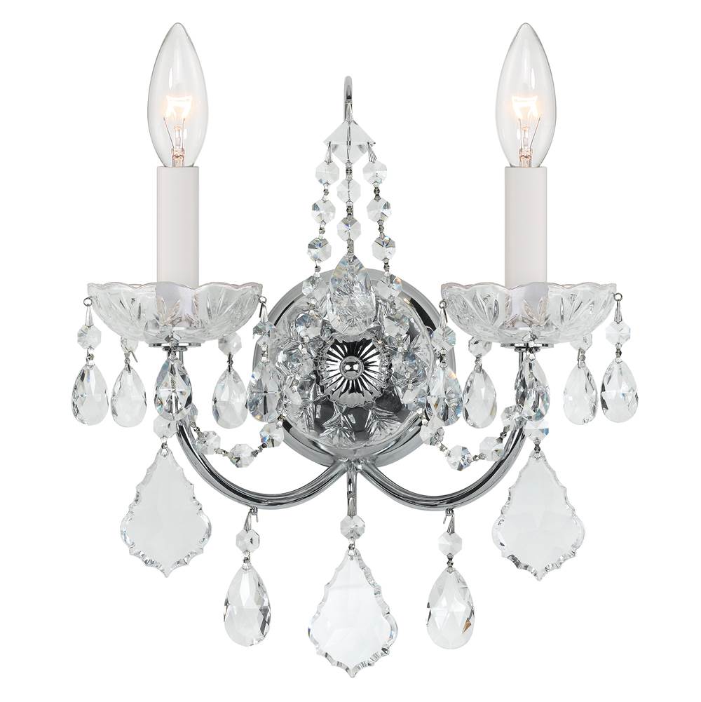Crystorama Imperial 2 Light Spectra Crystal Polished Chrome Sconce