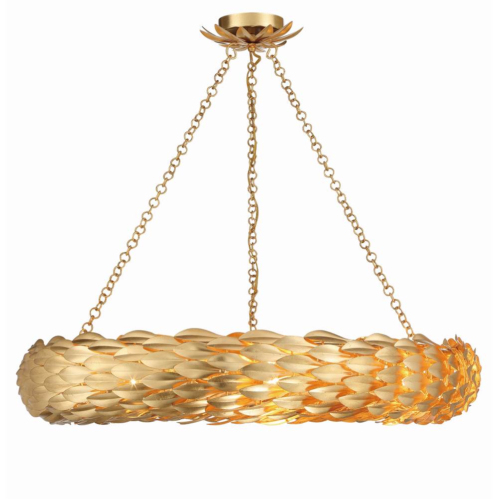 Crystorama Broche 8 Light Antique Gold Pendant