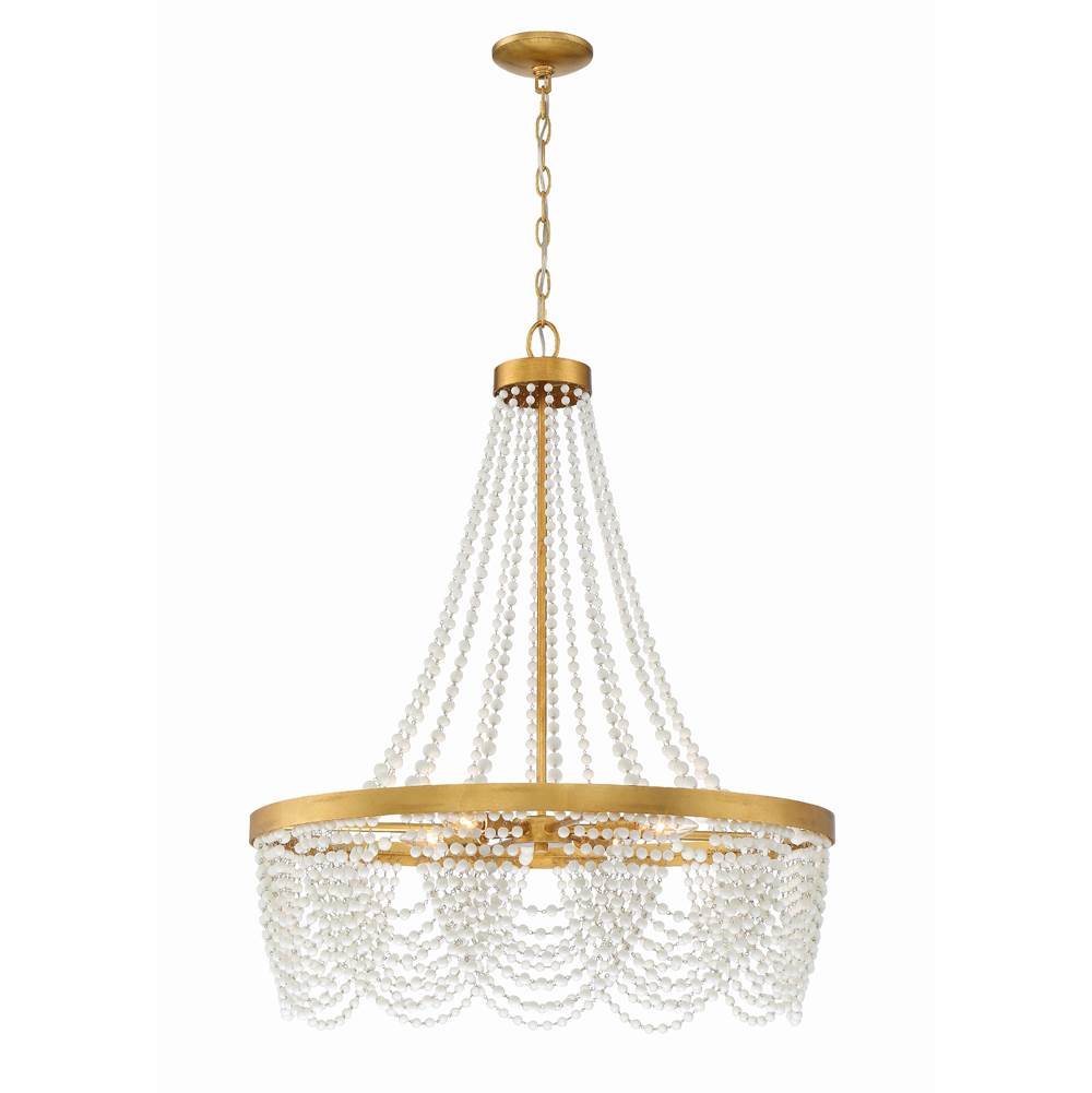 Crystorama Fiona 4 Light Antique Gold Chandelier with White Beads