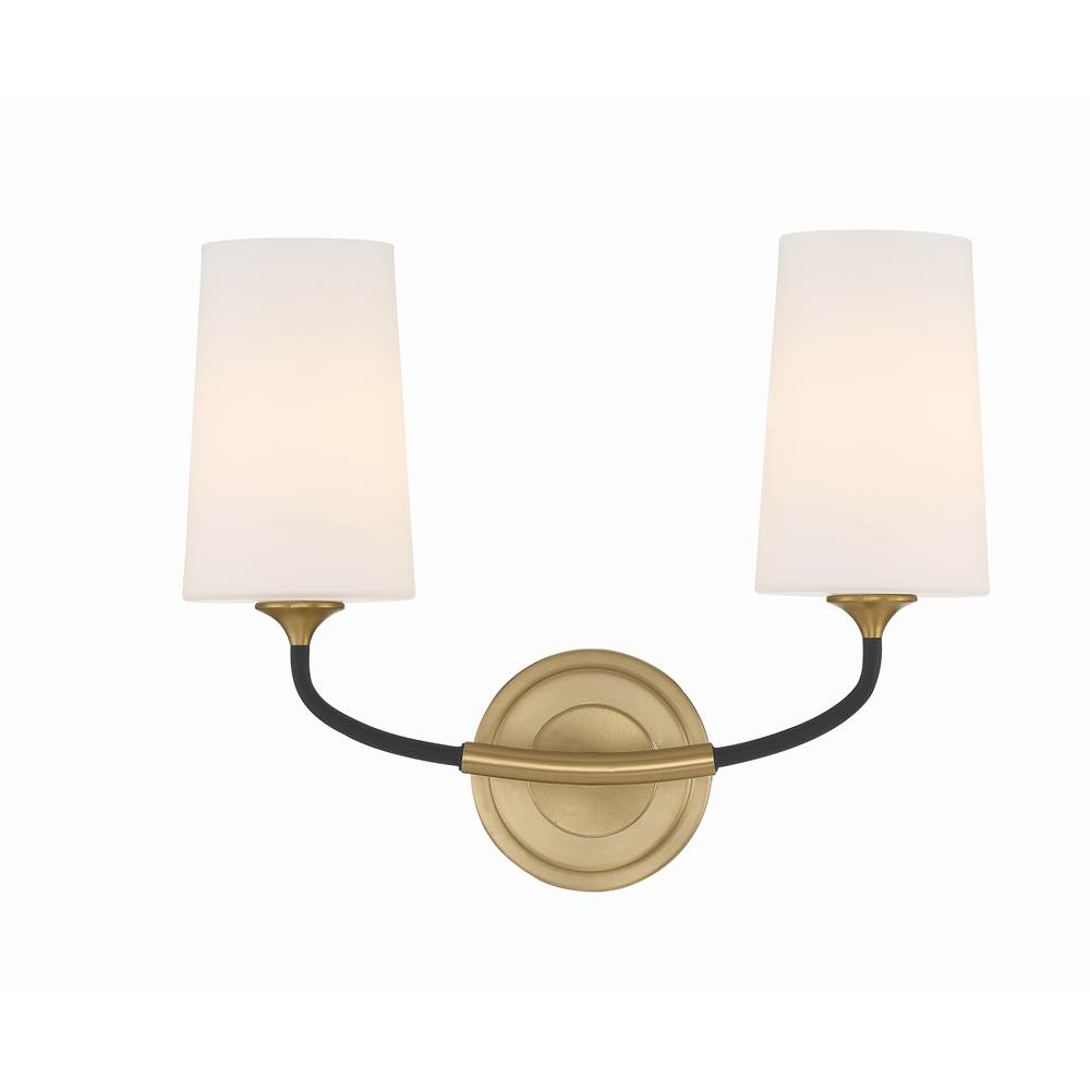Crystorama Niles 2 Light Black Forged  plus  Modern Gold Wall Mount