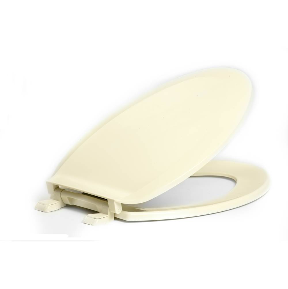 Centoco Standard Plastic Toilet Seat, Closed Front With Cover, Biscuit, Elongated Bowl