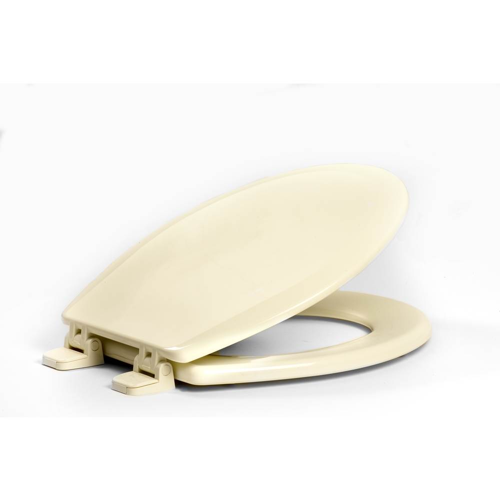 Centoco Deluxe Molded Wood Toilet Seat, Closed Front With Cover, Biscuit/Linen, Regular Bowl.