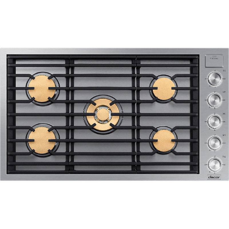 Dacor 36'' Gas Cooktop 5 Burners, Flush, Contemporary, Silver, NG/LP