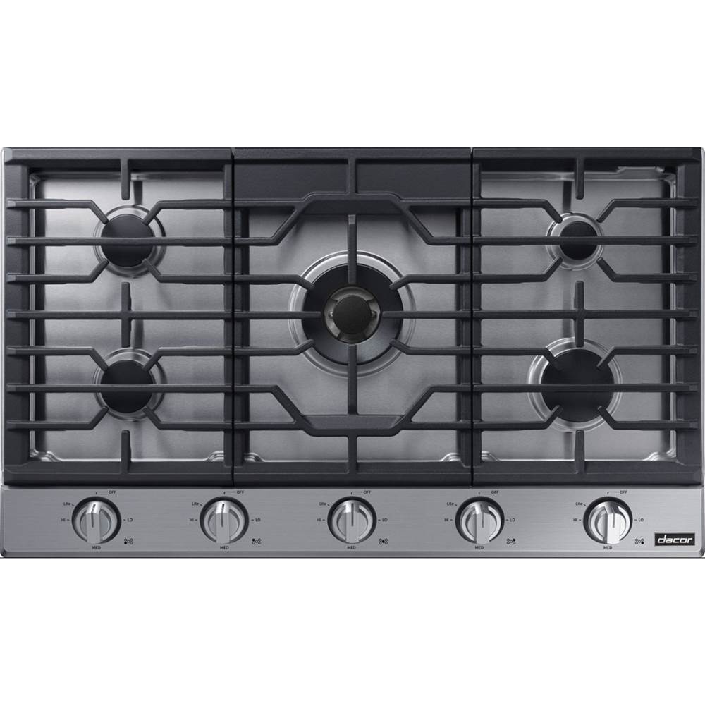 Dacor 36'' Gas Cooktop 5 Burners, Transitional, Silver, NG/LP
